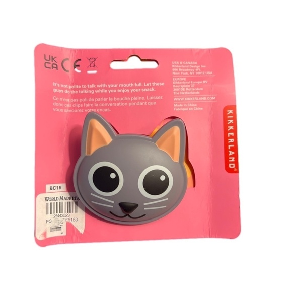 NWT World Market Kikkerland Cat Talking Bag Chip Clip - Picture 2 of 2
